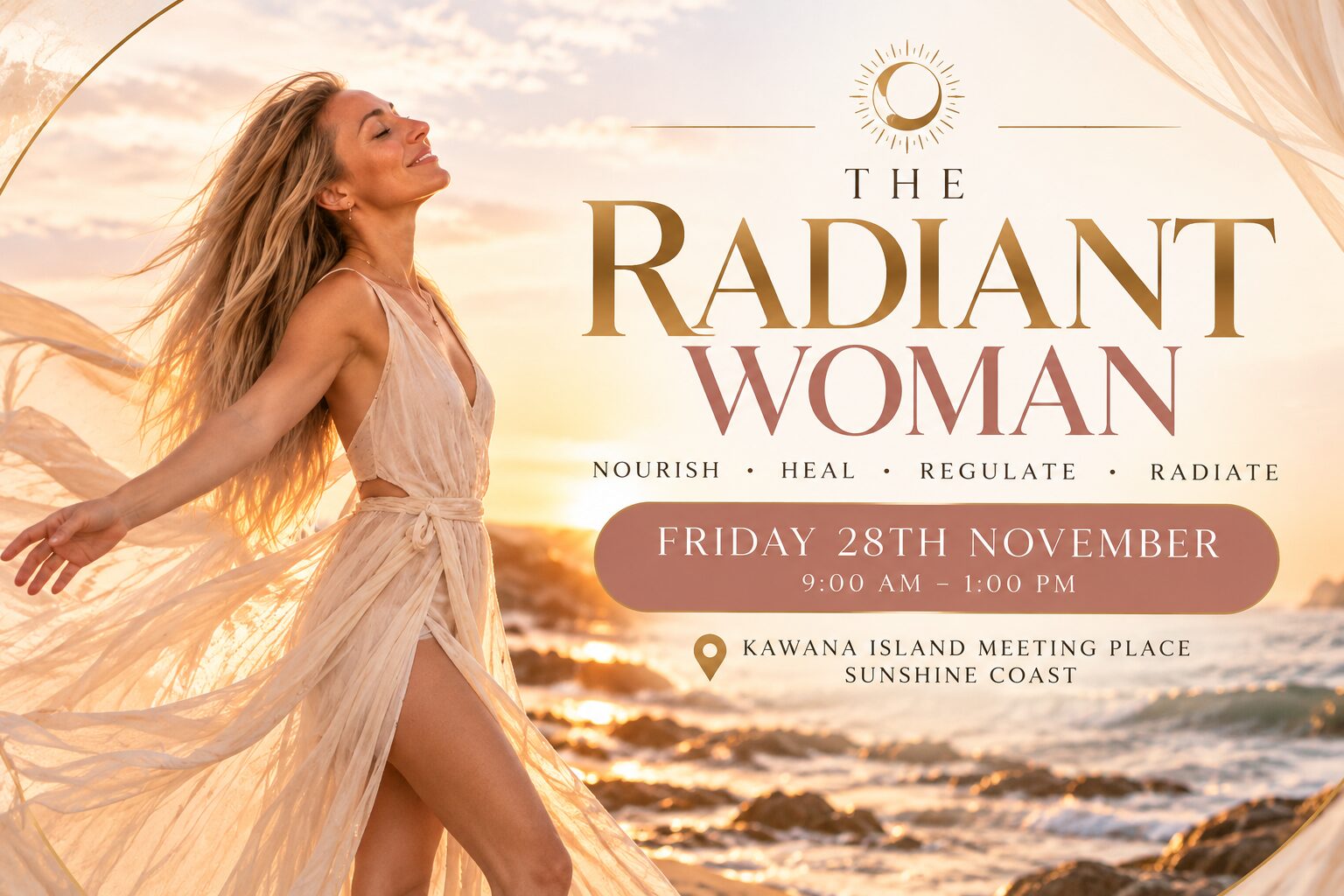 Radient woman in person wrkshop banner
